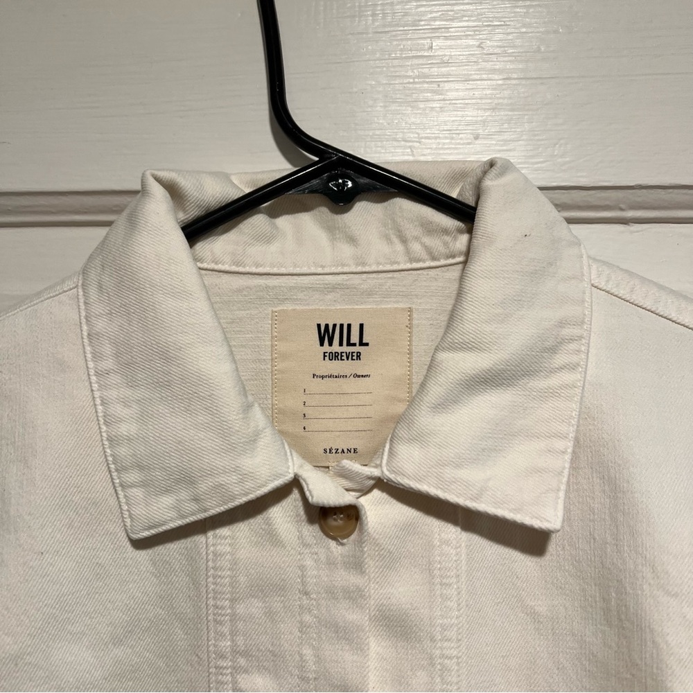Sézane Cream Ecru Will Chore Coat Button-Front Overshirt Jacket - Picture 6 of 7